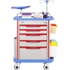 image:imageVEVOR Medical Crash Cart Nursing Emergency Rolling Cart with 5 Drawers amp 4 Silent Wheels Adjust IV Pole Needle Disposal Holder Trash Bin O2 Holder Mobile Trolley for Hospital Clinic Lab SalonGrey  Blue