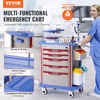 image:imageVEVOR Medical Crash Cart Nursing Emergency Rolling Cart with 5 Drawers amp 4 Silent Wheels Adjust IV Pole Needle Disposal Holder Trash Bin O2 Holder Mobile Trolley for Hospital Clinic Lab SalonGrey  Blue