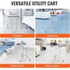 image:imageVEVOR Medical Instruments Stand with Adjustable Tray Mayo Stand Double Post Stainless Steel Lab Carts Secure Height Adjustments 3453 Lab Rolling Cart for Lab Clinic Hospital SalonAdjustable Tray