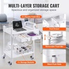image:imageVEVOR Medical Mobile Trolley Cart with 2 Drawers amp 3 Trash Cans 2 Tiers Beauty Salon Rolling Trolley with 4 Silent Wheels amp 2 Dirts Bucket amp Bowl Medical Utility Cart for Hospital Dental Clinic Lab2tier shelves