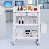 image:imageVEVOR Medical Mobile Trolley Cart with 2 Drawers amp 3 Trash Cans 2 Tiers Beauty Salon Rolling Trolley with 4 Silent Wheels amp 2 Dirts Bucket amp Bowl Medical Utility Cart for Hospital Dental Clinic Lab3tier shelves