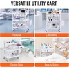 image:imageVEVOR Medical Mobile Trolley Cart with 2 Drawers amp 3 Trash Cans 2 Tiers Beauty Salon Rolling Trolley with 4 Silent Wheels amp 2 Dirts Bucket amp Bowl Medical Utility Cart for Hospital Dental Clinic Lab3tier shelves