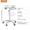 image:imageVEVOR Medical Trolley with Wheels  Height Adjustable Gas Lift Large Tabletop 1917 Stainless Steel Rolling Laptop Cart with Storage BasketMobile Metal Scanner Cart for UltrasoundDentalEKGLab