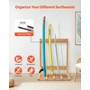 image:imageVEVOR Natural Pinewood Vertical Surfboard Stand  Freestanding Padded Rack for Longboards amp Shortboards Indoor Surfboard Holder for Garage Home or Surf Shop