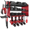 image:imageVEVOR Power Tool Organizer with Charging Station 3Layer Drill Storage Rack with 4 Drill Holders amp Side Pegboard Garage Tool Organizer Built in 8 Outlet Power Strips for Garage Workbench Workshop3Layer 4 Drill