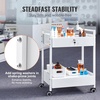 image:imageVEVOR Rolling Medical Cart with Lockable Drawer White Paint Stainless Steel Utility Cart 2 Tiers Mobile Esthetician Trolley Cart with Swivel Casters for Lab Hospital Dental Salon and Beauty2tier with 2 drawer