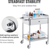 image:imageVEVOR Rolling Medical Cart with Lockable Drawer White Paint Stainless Steel Utility Cart 2 Tiers Mobile Esthetician Trolley Cart with Swivel Casters for Lab Hospital Dental Salon and Beauty2tier with 1 drawer