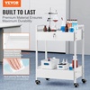 image:imageVEVOR Rolling Medical Cart with Lockable Drawer White Paint Stainless Steel Utility Cart 2 Tiers Mobile Esthetician Trolley Cart with Swivel Casters for Lab Hospital Dental Salon and Beauty2tier with 2 drawer
