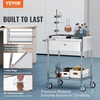 image:imageVEVOR Rolling Medical Cart with Lockable Drawer White Paint Stainless Steel Utility Cart 2 Tiers Mobile Esthetician Trolley Cart with Swivel Casters for Lab Hospital Dental Salon and Beauty2tier with 1 drawer