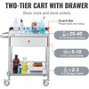image:imageVEVOR Rolling Medical Cart with Lockable Drawer White Paint Stainless Steel Utility Cart 2 Tiers Mobile Esthetician Trolley Cart with Swivel Casters for Lab Hospital Dental Salon and Beauty2tier with 1 drawer