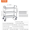 image:imageVEVOR Stainless Steel Cart 3 Layers Lab Utility Cart 220 lbs Weight Capacity Medical Cart with Lockable Universal Wheels for Lab Clinic Kitchen Salon