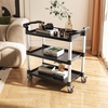 image:imageVEVOR Utility Cart 300 lbs Load Capacity 2Tier Utility Plastic Cart with 360 Swivel Wheels 2 with Brakes 244 x 161inch Food Service Cart for Warehouse Office Home Restaurant Kitchen3 Tier300LBS