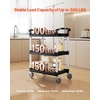 image:imageVEVOR Utility Cart 300 lbs Load Capacity 2Tier Utility Plastic Cart with 360 Swivel Wheels 2 with Brakes 244 x 161inch Food Service Cart for Warehouse Office Home Restaurant Kitchen3 Tier300LBS