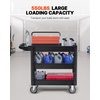 image:imageVEVOR Utility Cart 3Tier Plastic Service Cart with 550LBS Capacity 360 Swivel Casters Including 2 Locking Wheels Medium Lipped Shelves Ergonomic Handle for Garage Warehouse Cleaning Tasks