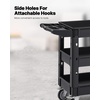 image:imageVEVOR Utility Cart 3Tier Plastic Service Cart with 550LBS Capacity 360 Swivel Casters Including 2 Locking Wheels Medium Lipped Shelves Ergonomic Handle for Garage Warehouse Cleaning Tasks