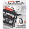 image:imageVEVOR Utility Cart 3Tier Plastic Service Cart with 550LBS Capacity 360 Swivel Casters Including 2 Locking Wheels Medium Lipped Shelves Ergonomic Handle for Garage Warehouse Cleaning Tasks