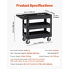 image:imageVEVOR Utility Cart 3Tier Plastic Service Cart with 550LBS Capacity 360 Swivel Casters Including 2 Locking Wheels Medium Lipped Shelves Ergonomic Handle for Garage Warehouse Cleaning Tasks