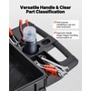 image:imageVEVOR Utility Cart 3Tier Plastic Service Cart with 550LBS Capacity 360 Swivel Casters Including 2 Locking Wheels Medium Lipped Shelves Ergonomic Handle for Garage Warehouse Cleaning Tasks