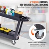 image:imageVEVOR Utility Cart 550 lbs Capacity 2 Tier Service Cart with 360 Swivel amp Fixed Wheels 2 with Brakes Heavy Duty Plastic Rolling with Storage Tray Tool Storage for Garage Warehouse Workshop Gray2559D x 4567W x 3346H