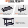 image:imageVEVOR Utility Cart 550 lbs Capacity 2 Tier Service Cart with 360 Swivel amp Fixed Wheels 2 with Brakes Heavy Duty Plastic Rolling with Storage Tray Tool Storage for Garage Warehouse Workshop Gray2559D x 4567W x 3346H