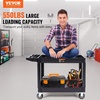 image:imageVEVOR Utility Cart 550 lbs Capacity 2 Tier Service Cart with 360 Swivel amp Fixed Wheels 2 with Brakes Heavy Duty Plastic Rolling with Storage Tray Tool Storage for Garage Warehouse Workshop Gray2559D x 4567W x 3346H