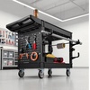 image:imageVEVOR Utility Cart 550 lbs Capacity 2 Tier Service Cart with 360 Swivel amp Fixed Wheels 2 with Brakes Heavy Duty Plastic Rolling with Storage Tray Tool Storage for Garage Warehouse Workshop Gray448  24  33 in