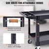 image:imageVEVOR Utility Cart 550 lbs Capacity 2 Tier Service Cart with 360 Swivel amp Fixed Wheels 2 with Brakes Heavy Duty Plastic Rolling with Storage Tray Tool Storage for Garage Warehouse Workshop Gray2559D x 4567W x 3346H