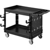 image:imageVEVOR Utility Cart 550 lbs Capacity 2 Tier Service Cart with 360 Swivel amp Fixed Wheels 2 with Brakes Heavy Duty Plastic Rolling with Storage Tray Tool Storage for Garage Warehouse Workshop Gray448  24  33 in