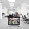 image:imageVEVOR Utility Cart 550 lbs Capacity 2 Tier Service Cart with 360 Swivel amp Fixed Wheels 2 with Brakes Heavy Duty Plastic Rolling with Storage Tray Tool Storage for Garage Warehouse Workshop Gray2559D x 4567W x 3346H