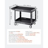 image:imageVEVOR Utility Cart 550 lbs Load Capacity 37 x 254inch Service Cart TwoShelf Heavy Duty Plastic Utility Cart with 360 Swivel Wheels 2 with Brakes Suitable for Warehouse Garage Cleaning550 LBSLarge