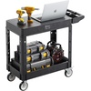 image:imageVEVOR Utility Cart 550 lbs Load Capacity 37 x 254inch Service Cart TwoShelf Heavy Duty Plastic Utility Cart with 360 Swivel Wheels 2 with Brakes Suitable for Warehouse Garage Cleaning550 LBSSmall