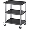 image:imageVEVOR Utility Cart 550 lbs Load Capacity 37 x 254inch Service Cart TwoShelf Heavy Duty Plastic Utility Cart with 360 Swivel Wheels 2 with Brakes Suitable for Warehouse Garage Cleaning300 LBS3 Tier