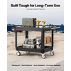 image:imageVEVOR Utility Cart 550 lbs Load Capacity 37 x 254inch Service Cart TwoShelf Heavy Duty Plastic Utility Cart with 360 Swivel Wheels 2 with Brakes Suitable for Warehouse Garage Cleaning550 LBSLarge