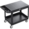 image:imageVEVOR Utility Cart 550 lbs Load Capacity 37 x 254inch Service Cart TwoShelf Heavy Duty Plastic Utility Cart with 360 Swivel Wheels 2 with Brakes Suitable for Warehouse Garage Cleaning550 LBSLarge