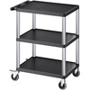 image:imageVEVOR Utility Cart 550 lbs Load Capacity 37 x 254inch Service Cart TwoShelf Heavy Duty Plastic Utility Cart with 360 Swivel Wheels 2 with Brakes Suitable for Warehouse Garage Cleaning300 LBS3 Tier