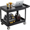 image:imageVEVOR Utility Cart 550 lbs Load Capacity 37 x 254inch Service Cart TwoShelf Heavy Duty Plastic Utility Cart with 360 Swivel Wheels 2 with Brakes Suitable for Warehouse Garage Cleaning550 LBSLarge