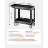 image:imageVEVOR Utility Cart 550 lbs Load Capacity 37 x 254inch Service Cart TwoShelf Heavy Duty Plastic Utility Cart with 360 Swivel Wheels 2 with Brakes Suitable for Warehouse Garage Cleaning550 LBSSmall