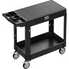 image:imageVEVOR Utility Cart 550 lbs Load Capacity 37 x 254inch Service Cart TwoShelf Heavy Duty Plastic Utility Cart with 360 Swivel Wheels 2 with Brakes Suitable for Warehouse Garage Cleaning550 LBSSmall