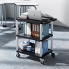 image:imageVEVOR Utility Cart 550 lbs Load Capacity 37 x 254inch Service Cart TwoShelf Heavy Duty Plastic Utility Cart with 360 Swivel Wheels 2 with Brakes Suitable for Warehouse Garage Cleaning300 LBS3 Tier
