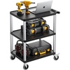 image:imageVEVOR Utility Cart 550 lbs Load Capacity 37 x 254inch Service Cart TwoShelf Heavy Duty Plastic Utility Cart with 360 Swivel Wheels 2 with Brakes Suitable for Warehouse Garage Cleaning300 LBS3 Tier