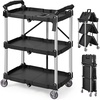image:imageVEVOR 3 Shelf Heavy Duty Folding Jobsite Cart 3 Tier Rolling Cart with Side Tool Holder amp 360 Swivel Wheels 2 Brakes 300 LBS Folding Utility Cart Tool Storage for Garage Warehouse Workshop2562 x1543 x3276 inch