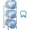 image:imageVEVOR 4 Tiers Water Jug Holder 5 Gallon Water Bottle Holder Double Row Water Bottle Rack for 8 Bottles Heavy Duty Water Jug Rack for Kitchen Office Living Room BlackSilver