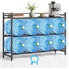 image:imageVEVOR 5 Gallon Water Jug Holder 3Tier 3 or 5 Gallon Water Bottle Holder for 8 Bottles Heavy Duty Jug Rack Organizer with Storage Shelf Handle for Home Office Restaurant Gym Black