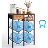 image:imageVEVOR 5 Gallon Water Jug Holder 4Tier Double Rows 3 or 5 Gallon Water Bottle Holder for 4 Bottles Heavy Duty Jug Rack Organizer with Storage Shelf Drawer Handle for Kitchen Office BlackBrown