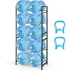 image:imageVEVOR 5 Gallon Water Jug Holder for 10 Bottles 5Tier Double Rows 3 or 5 Gallon Water Bottle Holder with Handle Heavy Duty Jug Rack Organizer Easy Assembly for Kitchen Office Restaurant Black