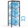image:imageVEVOR 5 Gallon Water Jug Holder for 3 Bottles 4Tier 3 or 5 Gallon Water Bottle Holder with Top Shelf Handle Heavy Duty Jug Rack Organizer Detachable for Kitchen Home Office BlackBrown128 x 1299 x 3614 in