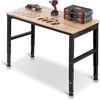image:imageVEVOR Adjustable Workbench 5000 lbs Capacity 72 x 24 Inch Oak Wood Top Workstation with 4 AC Outlets amp 2 USB Ports HeavyDuty Hardwood Worktable for Garage Workshop Home Office Commercial48 x 20 in  1219 x 508 mm