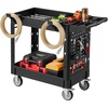 image:imageVEVOR Heavy Duty Utility Cart with Tray amp Pegboard 550 LBS 2 Tier Service Cart with 360 Swivel amp Fixed Wheels 2 with Brakes Plastic Rolling Cart Tool Storage for Garage Warehouse Workshop3976 x 1732 x 3327 in