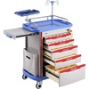 image:imageVEVOR Medical Crash Cart Nursing Emergency Rolling Cart with 5 Drawers amp 4 Silent Wheels Adjust IV Pole Needle Disposal Holder Trash Bin O2 Holder Mobile Trolley for Hospital Clinic Lab SalonGrey  Blue