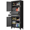 image:imageVEVOR Metal Storage Cabinet 180 lbs Shelf Load Capacity 7087 Tall Garage Tool Storage Cabinet with 2 Locking Doors Adjustable Shelves 2 Drawers Pegboard for Garage Home Office Utility Roommovable4 door